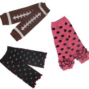 3pr Arm or Leg Warmers Legwarmers Armwarmers Pink Black Brown Polka Dot Football